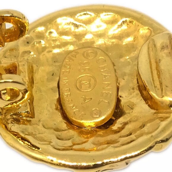 Chanel Gold Dangle Earrings Clip-On 95A - Picture 4 of 4